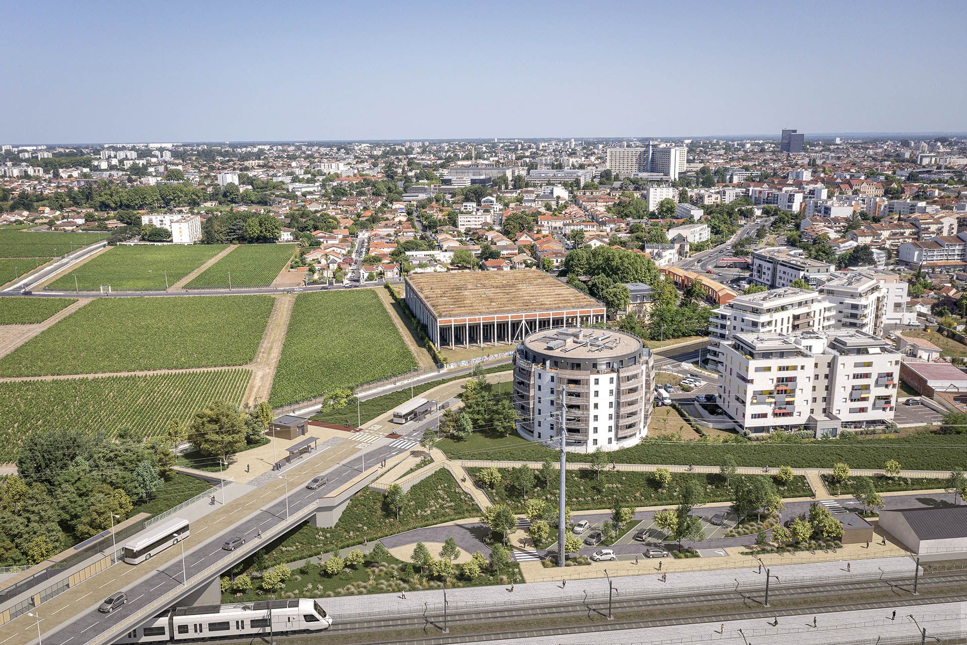 Vue aérienne du future pôle d'échange multimodal de Talence-Médoquine.