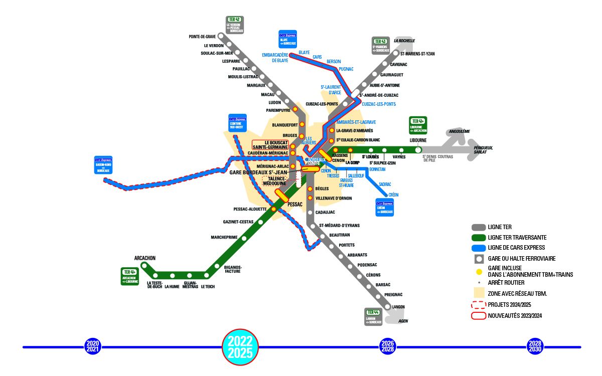 Carte du réseau en 2022-2025