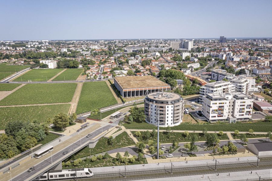 Vue aérienne du future pôle d'échange multimodal de Talence-Médoquine.